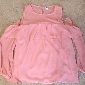 Nearly new long sleeved cutout pink top